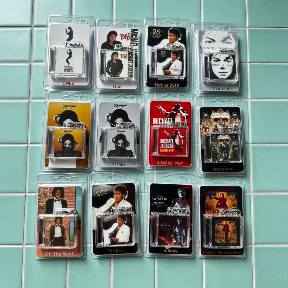 Phone Accessories Charms - พวงกุญแจรูปอัลบั้มซีดีขนาดเล็กของไมเคิล แจ็กสัน พร้อมเทคโนโลยี NFC บรรจุภัณฑ์สวยงาม และวัสดุอะคริลิกคุณภาพสูง